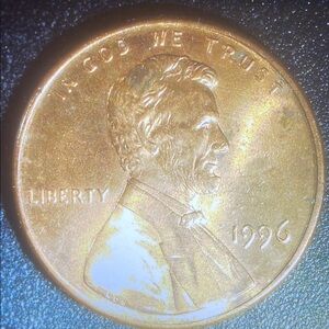 Brown Penny with Lincoln Profile and 1996 Minting